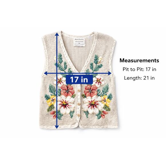 Vintage Marisa Christina XL Floral Knit Vest Cottagecore Boho Grandma Core - Picture 6 of 6